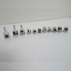 Collectible Vintage Ceramic Thimbles Set Featuring Locations